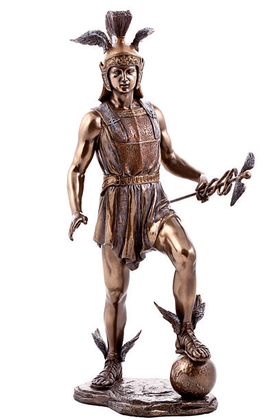 hermès estátua de bronze - roman mythology imagens e fotografias de stock