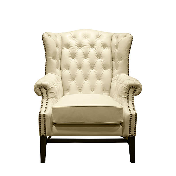 Clásico frente de Chesterfield lujoso sillón de cuero blanca - foto de stock