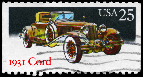 A Stamp printed in USA shows the Cord (1931), Classic Automobiles series, circa 1988