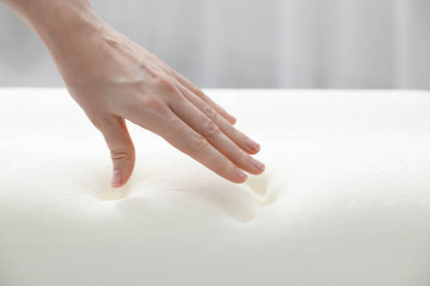 istock Woman with memory foam pillow indoors, closeup. Space for text 1773198994