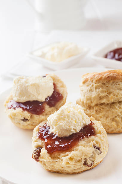 istock Devon Cream Tea consisting of scones, clotted cream and jam 177320419