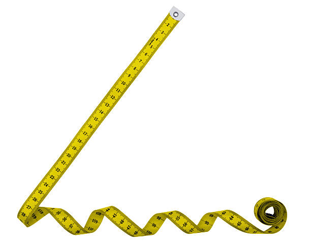 istock Yellow tape measure angle frame or background, isolated over white 177320700