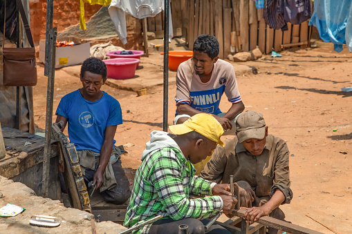 Antananarivo,Madagascar. 25 october 2023. beautiful and impoverished capital of Republic Madagascar. colorful houses, slums. Scenes of Malagasy life. People on streets