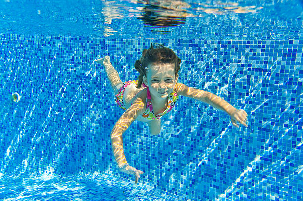 istock Happy smiling underwater child in swimming pool 177323309