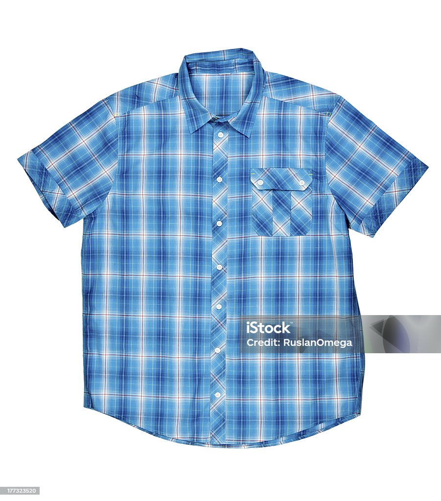 Голубая рубашка в клетку с короткими рукавами - Стоковые фото Без людей роялти-фри