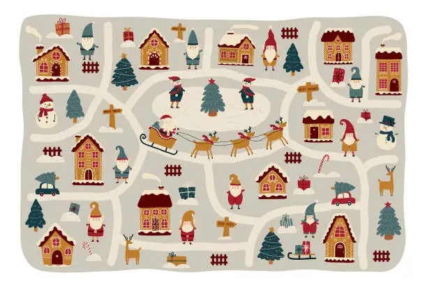 Vector illustration of Christmas Map