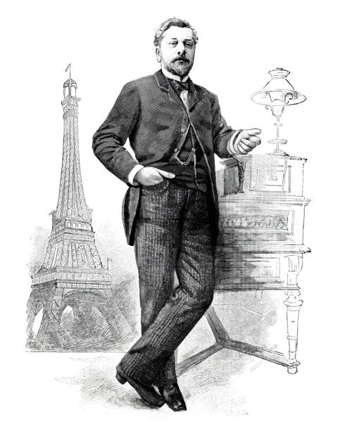 알렉상드르 귀스타브 에펠 초상화, 1893 - gustave eiffel stock illustrations