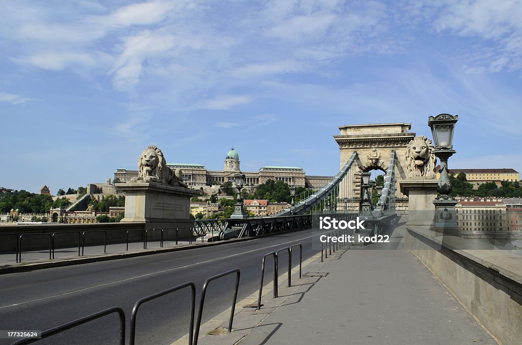 Цепной мост Будапешта дворец и - Стоковые фото Будапешт роялти-фри