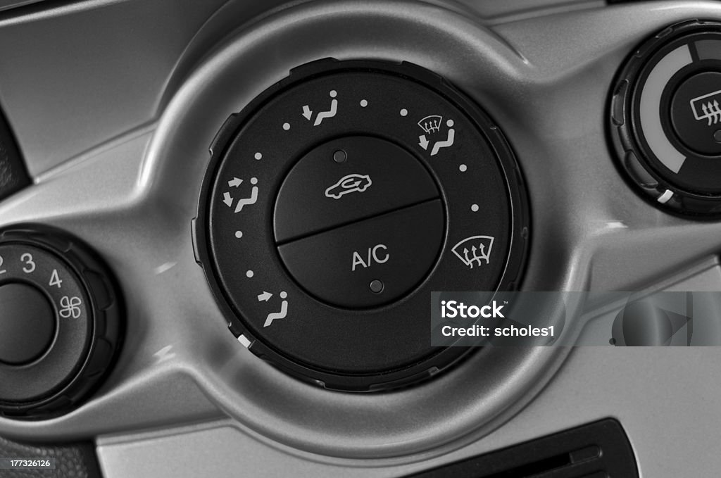 Vehicle air conditioning Air conditioning control switches in a modern vehicle. Air Conditioner Stock Photo