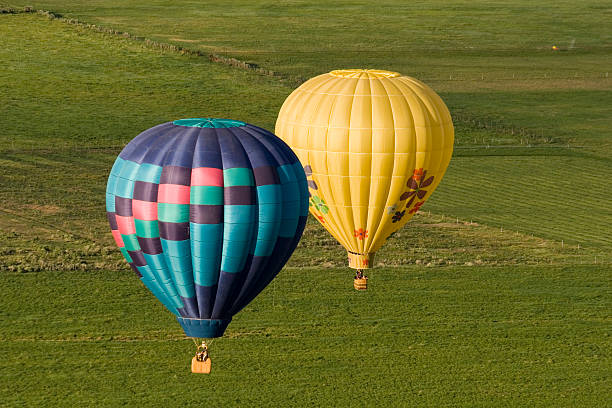 istock Pilots View of Hot Air Balloons  over fields 177326573