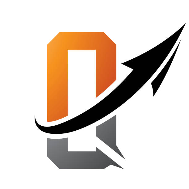 istock Orange and Black Futuristic Letter Q Icon with an Arrow 1773270649