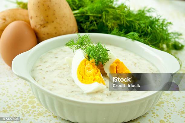 Dill Soup With Egg Stock Photo - Download Image Now - Appetizer, Boiled, Boiled Potato