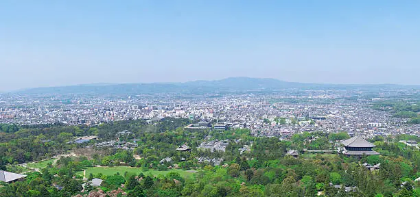 Nara Cityscape from Mt.Wakakusa in Japan.