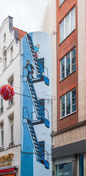 Brussels, Belgium - 08 09 2023 : street art in Brussels