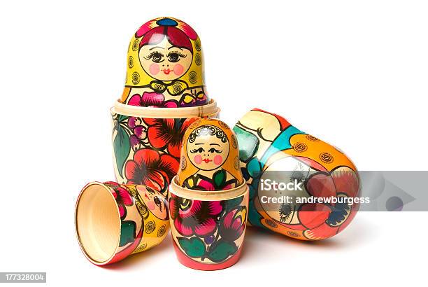 Russian Babushka Or Matryoshka Dolls Isolated On White Background Stock Photo - Download Image Now