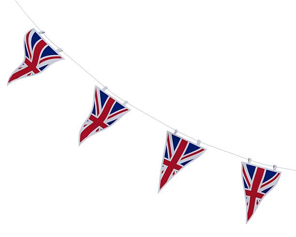 우니온 잭볼 장식용 깃발 및 배너 - british flag bunting flag english culture 뉴스 사진 이미지