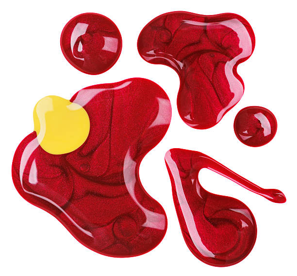 istock Red nail polish (enamel) drops sample, isolated on white 177328334