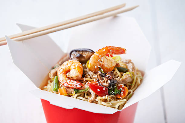 istock Egg noodles with shiitake mushrooms, shrimp and pork 177328663