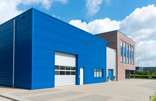 facade of modern blue business unit