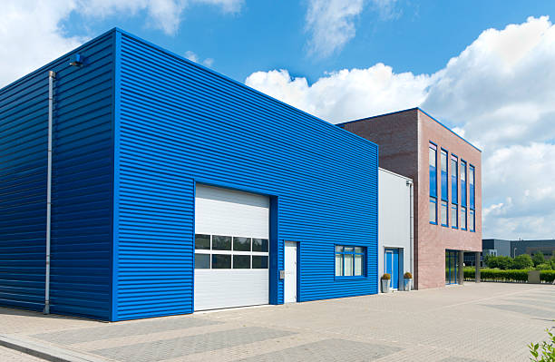 modern business unit facade of modern blue business unit industrial building stock pictures, royalty-free photos & images