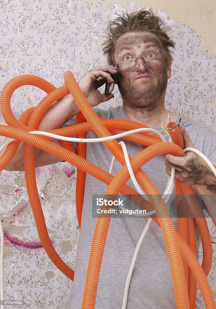 Unerfahrene elektrische engineer - Lizenzfrei Kabel Stock-Foto