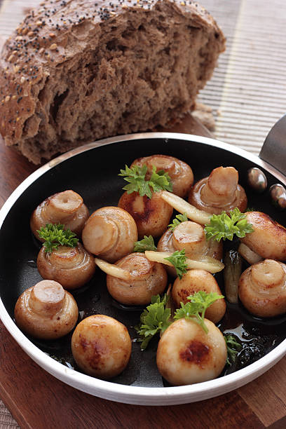 Garlic mushrooms stock photo