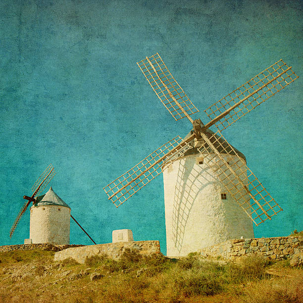 istock Vintage image of windmills in Consuegra, Spain 177329320