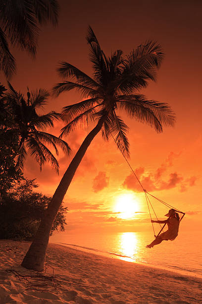 istock Woman swinging on a teeter at sunset 177329469