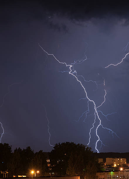 istock Lightning over housing estate 177329470