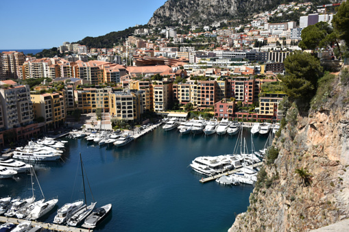 Monaco, Europe, Monte Carlo, Cityscape, Mediterranean Sea, Building Exterior, Bay Of Water, Aerial View,Tourboat, Tourism, Travel Destinations
