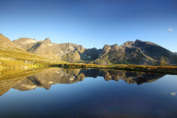 istock Scandinavian mountain landscape reflected in a lake from northern Norway 177329720