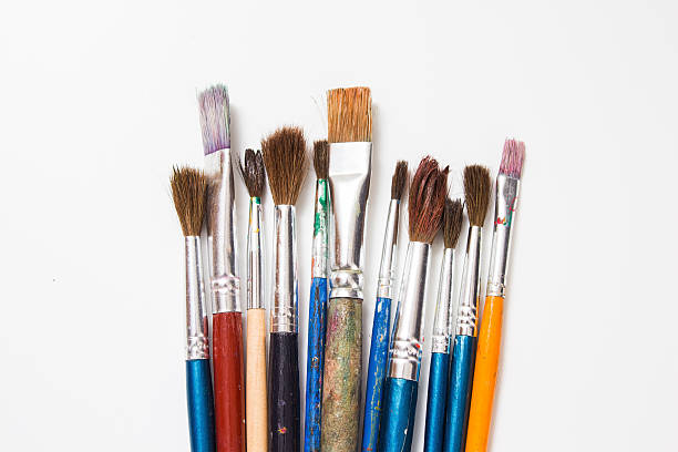 istock Set of  old paint brushes on a white background. 177330394