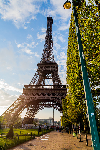 eiffel tower in Paris, France, in sunlight
