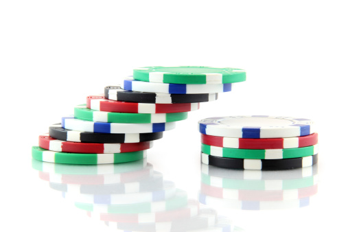 Poker chips on white background.Sports/Recreation Lightbox: