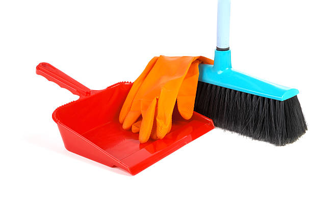 istock Scoop for dust rubber gloves and  brush isolated 177331586