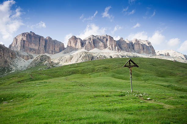 Crucifix sign on Pass Pordoi