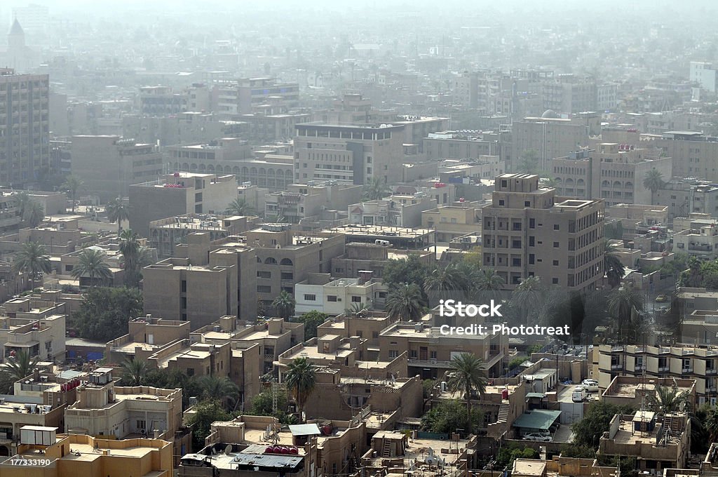 Baghdad cityscape This skyline of downtown Baghdad with rooftops and terraces is a very typical urban view seen all over the Middle East. Baghdad Stock Photo
