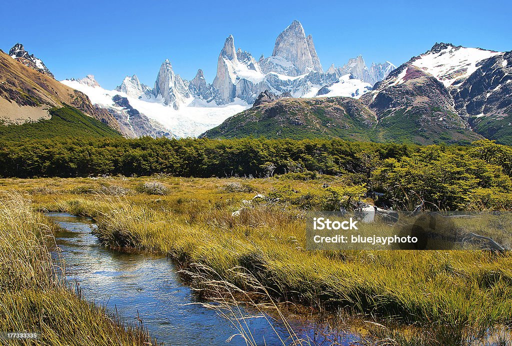 Beautiful nature landscape in Patagonia, South America "Beautiful nature landscape with Mt Fitz Roy in Los Glaciares National Park, Patagonia, South America." Patagonia - Argentina Stock Photo