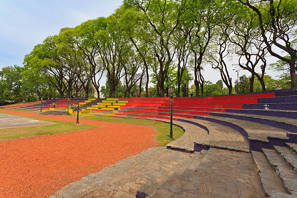 Morning time at Zhongshan Park of Yin Chuan, Ningxia province, China. Free music stage in the park.