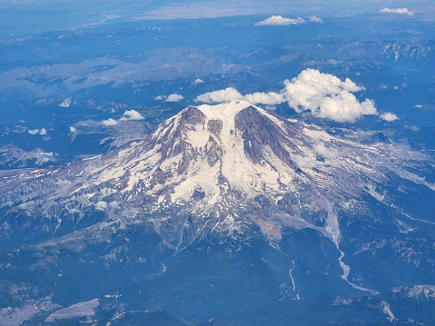 Arial photos of Vancouver British Columbia canada and Mount Washington and Mount rainier