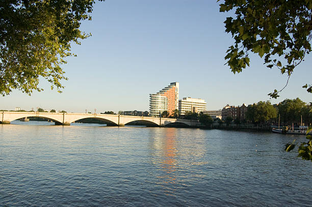 Putney Bridge from Fulham View across the River Thames from Fulham towards Putney.  West London. putney photos stock pictures, royalty-free photos & images