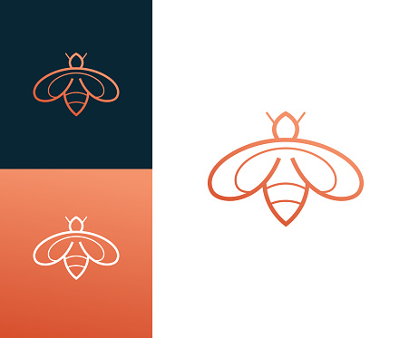 Bee abstract line logo design vector illustration
