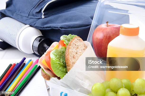 Zurück Zu Schule Konzept Stockfoto und mehr Bilder von Mahlzeit - Mahlzeit, Niemand, Wasserflasche