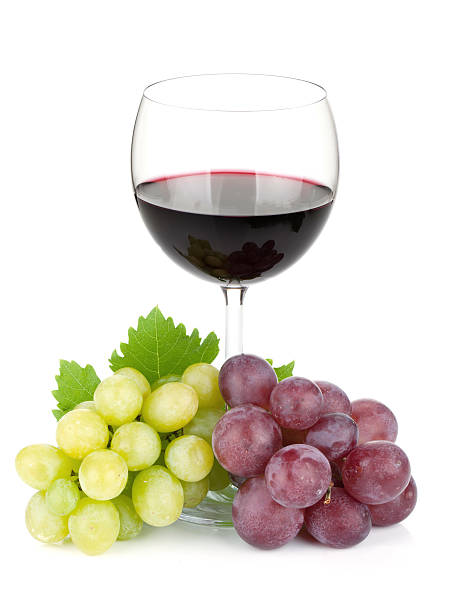 istock Red wine glass and grapes 177336103