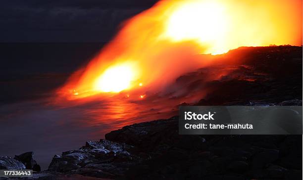 Lava Entry In To The Ocean Stock Photo - Download Image Now - Big Island - Hawaii Islands, Building Entrance, Coastline