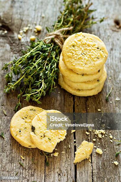 Shortbread Cookies With Thyme And Parmesan Stock Photo - Download Image Now - Parmesan Cheese, Shortbread, Cookie