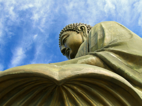 Close up view of Hong Kong's big buddha.