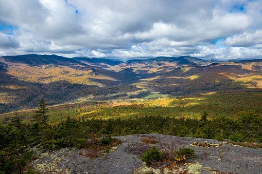 Overlooking Grafton Notch in the White Mountain National Park of Maine during late Autumn.