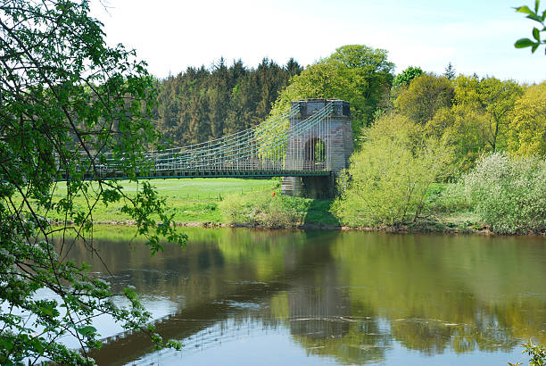 Union Chain Bridge at Horncliffe on river Tweed stock photo