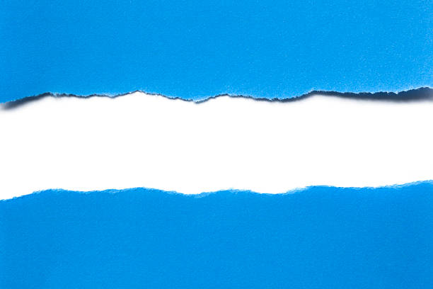 istock Torn Blue Paper with Horizontal White Strip Beneath 177338394